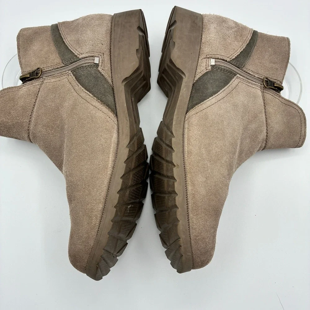 Teva Segundo Ankle Boots Women 9 Taupe Suede Side Zip Buckle